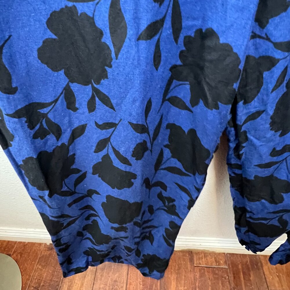 NWT Kate Spade New York Blue Black Floral Linen Blend Jumpsuit Size 22 - Picture 6 of 10